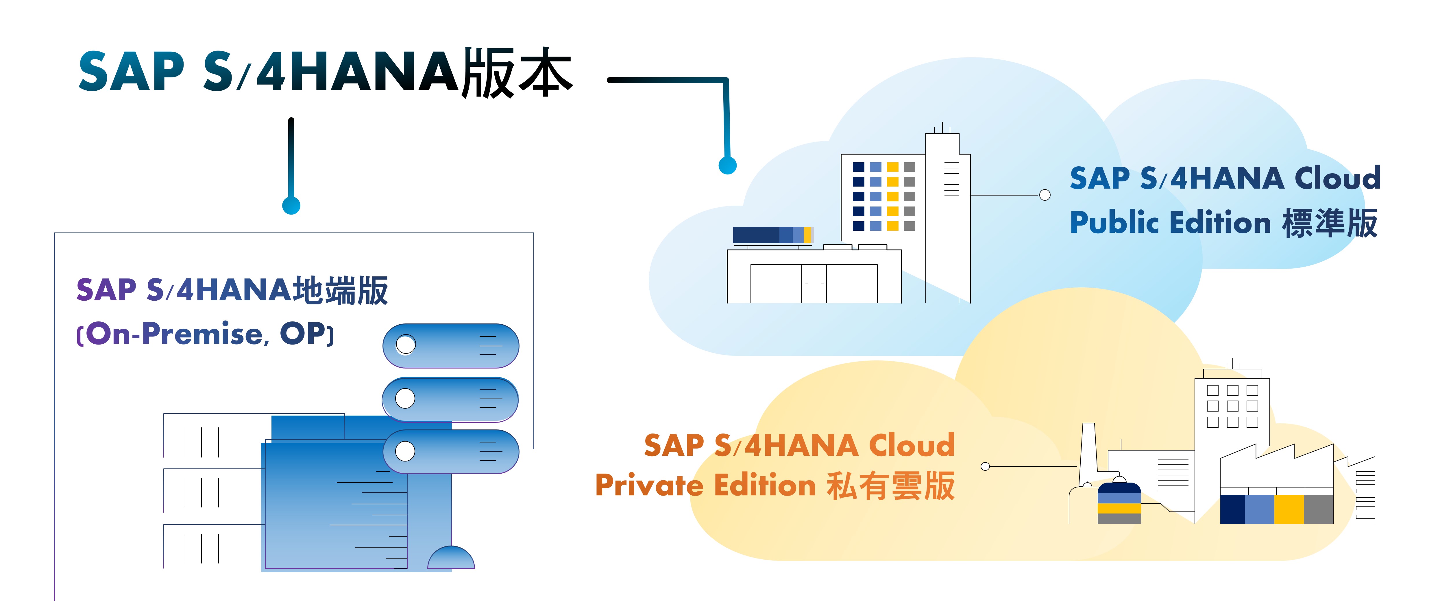 ERP升級版本:地端/公有雲/私有雲 ERP升級版本